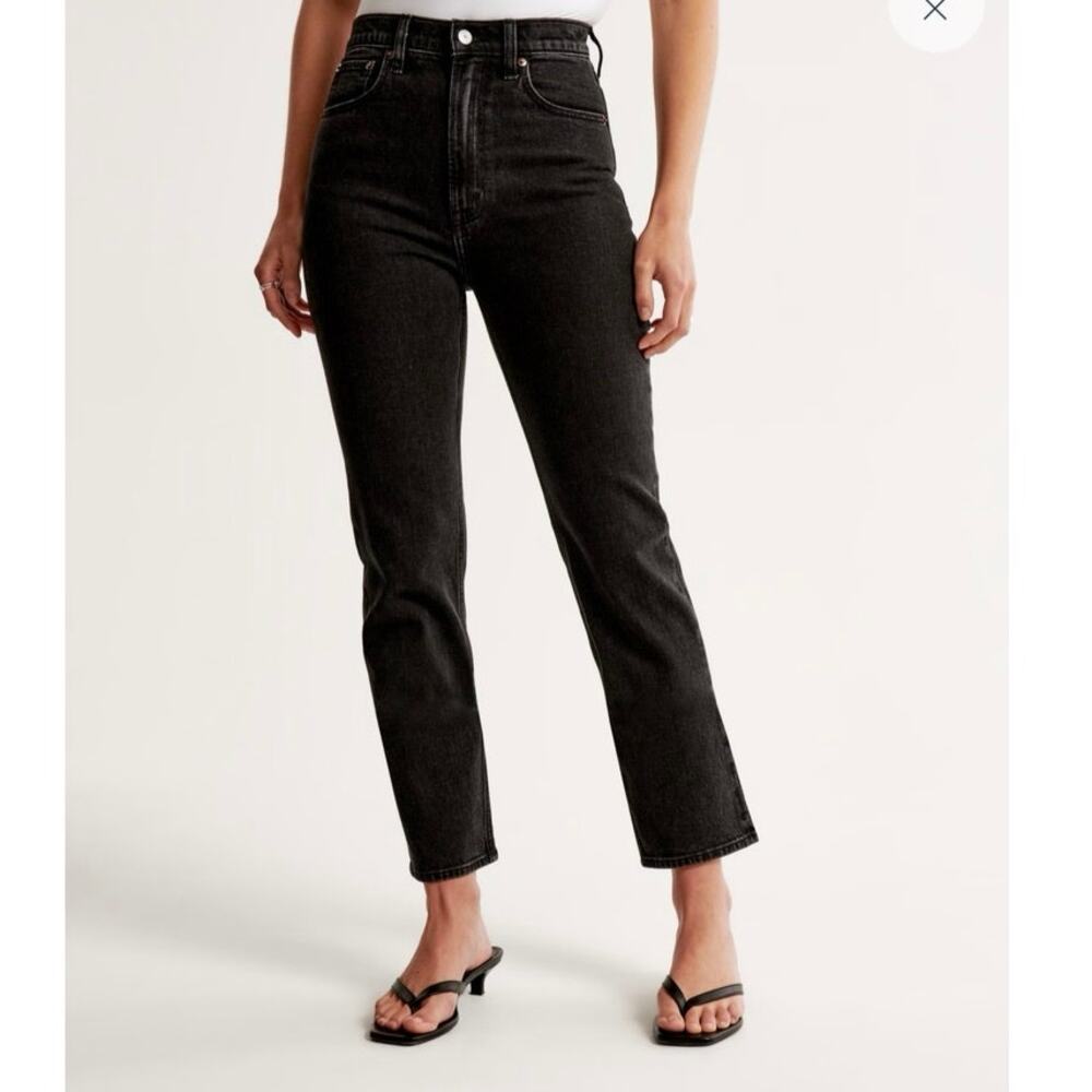 NWOT ABERCROMBIE CURVE LOVE 27 Dark Wash Ankle Straight Ultra High Rise
